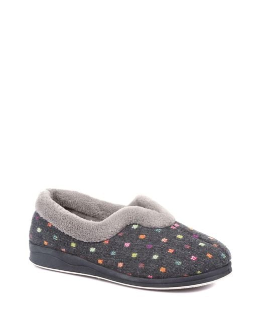 Pavers Gray Dark Polka Dot Slippers