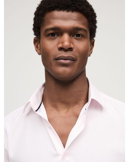 Next Pink Slim Fit Easy Care Textured Single Cuff Smart Shirt for men