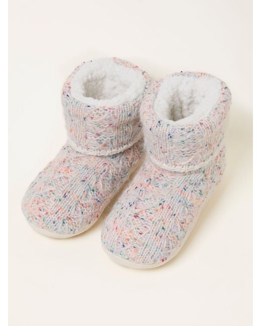 FatFace Natural Fatface Multi Knit Turnover Boot