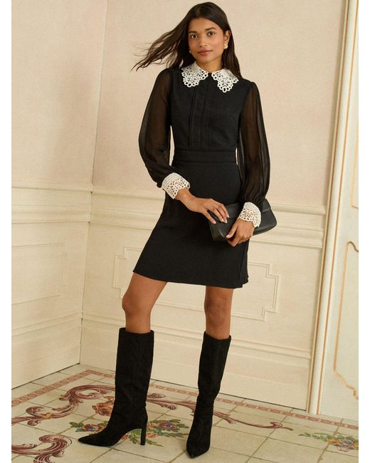 Love & Roses Lace Collar Mini Dress in Natural | Lyst