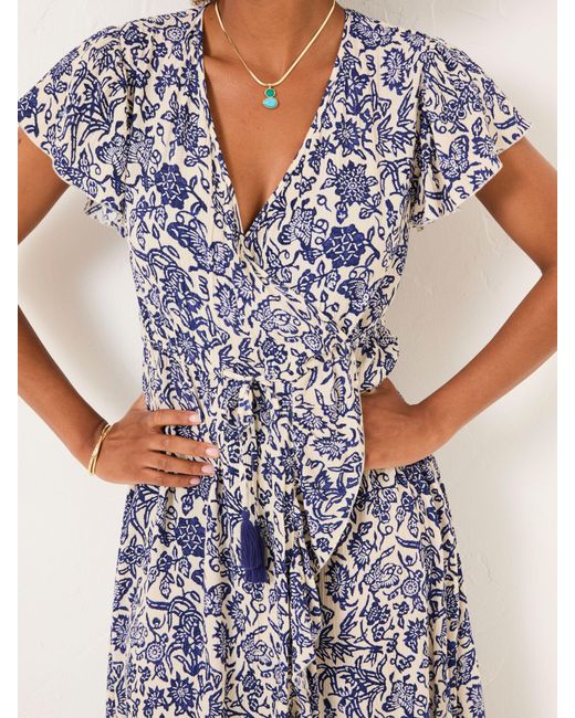 FatFace Blue Fatface Erin Beachwear Wrap Dress