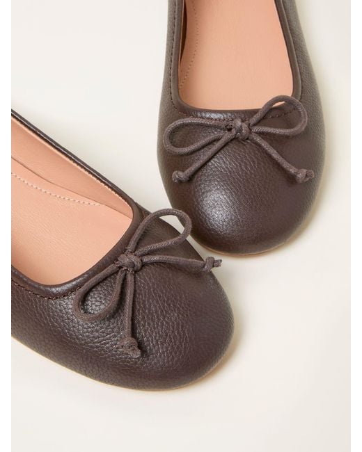 FatFace Natural Fatface Leather Ballerina Pump