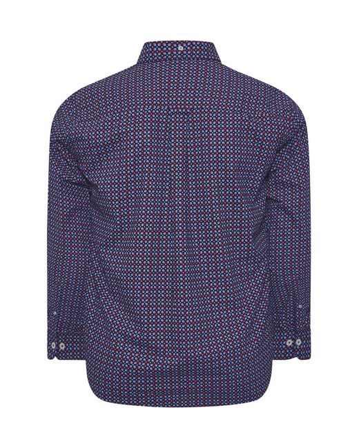 BadRhino Big & Tall Blue Geometric Print Party 100% Cotton Shirt for men