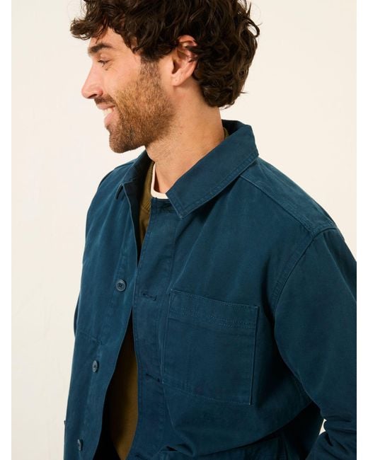 FatFace Blue Fatface Canvas Worker Jacket for men