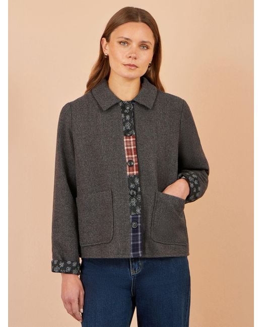 Yumi' Black Patchwork Boxy Jacket