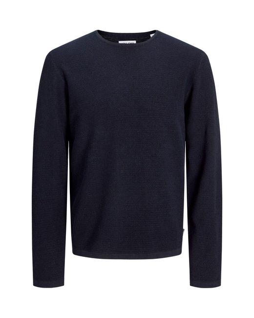 Jack & Jones Blue Relaxed Fit Crew Neck Knitted Jumper for men
