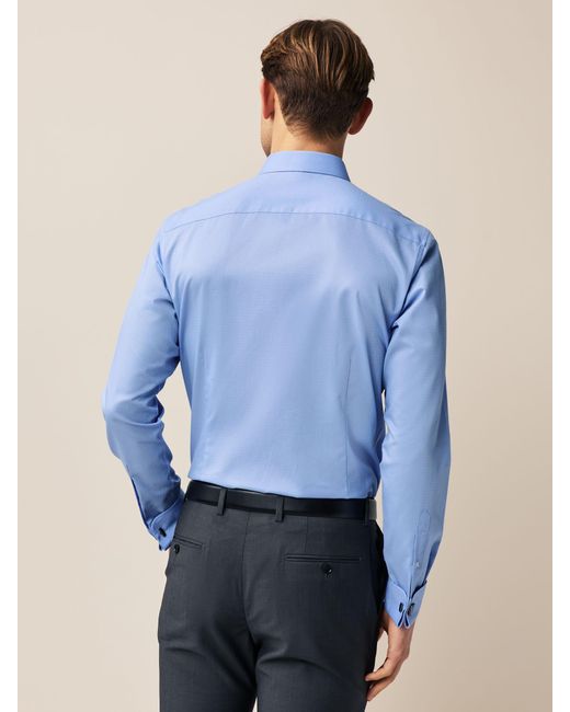 Next Blue Slim Fit Double Cuff Easy Care Textured Smart Shirt for men