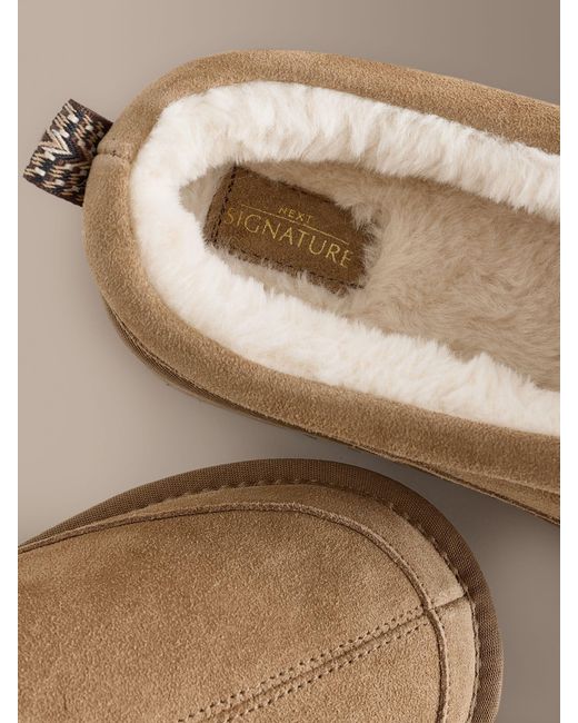 Next Brown Taupe Closeback Slippers for men