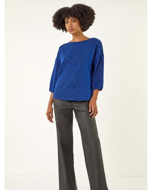 Roman Blue Textured Stretch T-Shirt