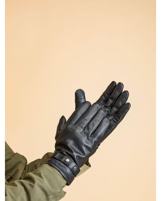Jones Bootmaker Black Jones Bootmaker Adjustable Leather Gloves for men