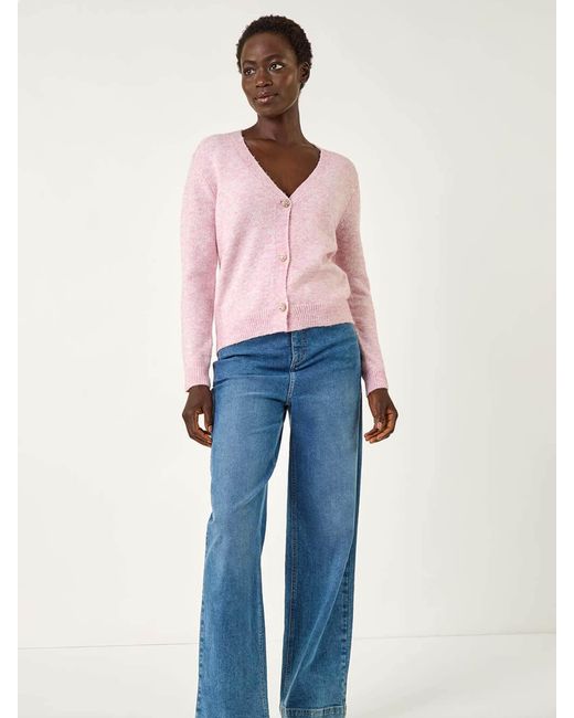 Roman Pink Metallic Trim Knit Cardigan