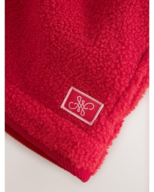 Next Red Quarter Zip Borg Jacket