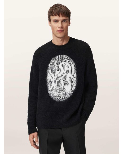 AllSaints Black Allsaints Ridges Crew Neck Jumper for men
