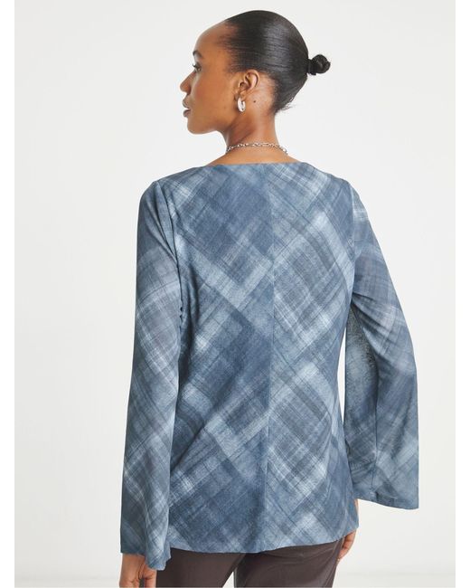 JD Williams Blue Slash Neck Flared Sleeve Top