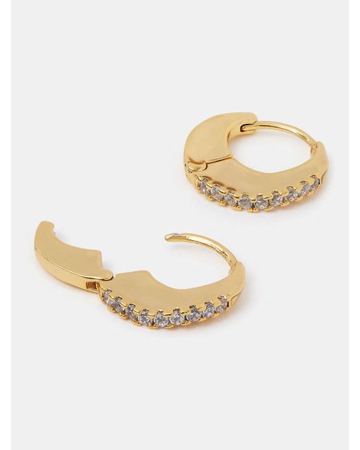 Accessorize Natural 14Ct-Plated Chunky Diamanté Hoop Earrings