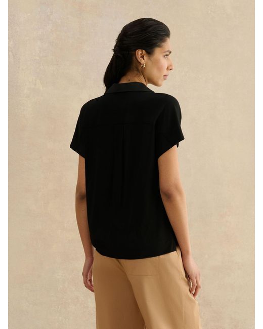 Hobbs Black Miley V-Neck Jersey Shirt