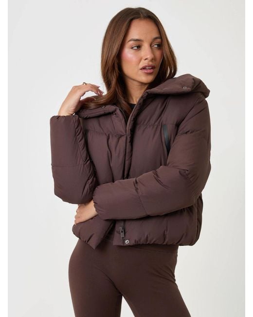 Threadbare Brown Showerproof Cropped Puffer Coat