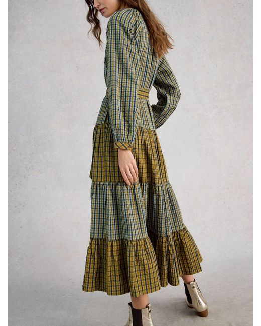 green emerald velvet dress White Stuff 440452 June Green Print Linen Shift Dress main image 1