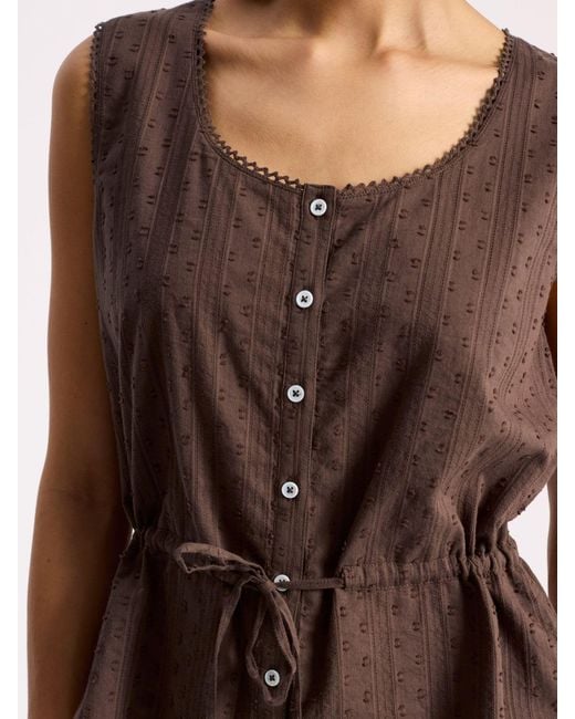 Albaray Brown Drawstring Waist Button Through Top