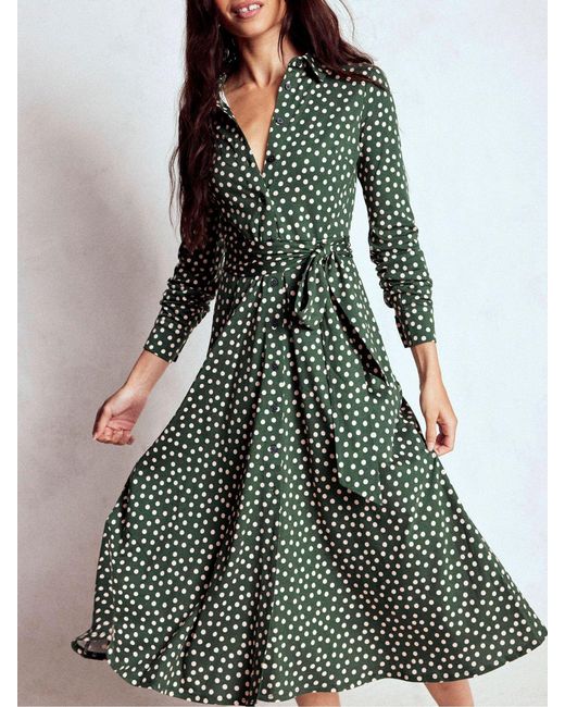 Boden Green Marcia Jersey Shirt Dress