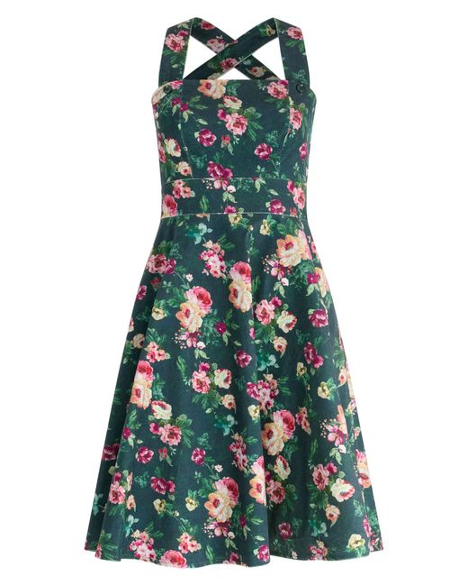 Joe Browns Green Floral Print Pinafore Dress
