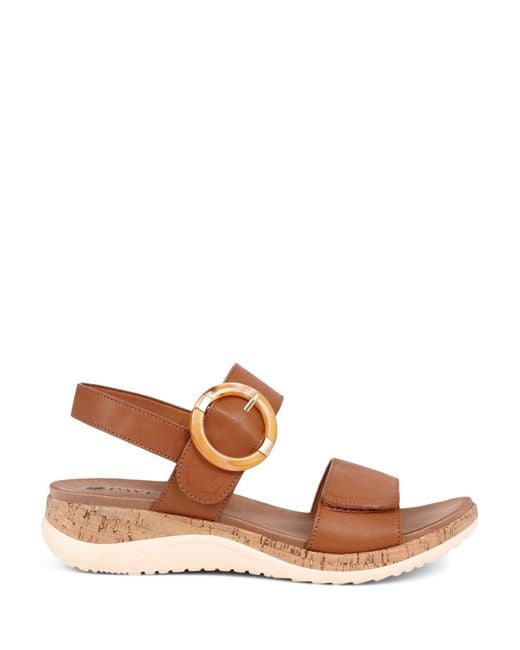 Pavers Brown Touch Fasten Platform Sandals