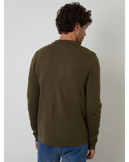Threadbare Green Zip Through Knitted Shacket for men