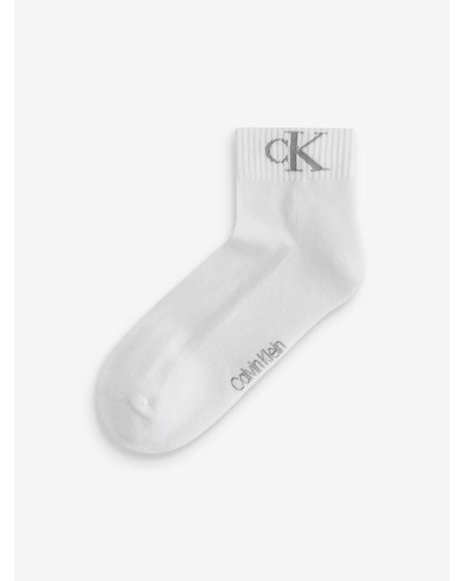 Calvin Klein White Monogram Socks 2 Pack for men