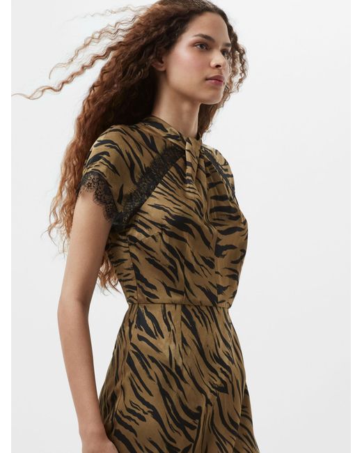 French Connection Natural Abilene Ennis Satin Lace Dress