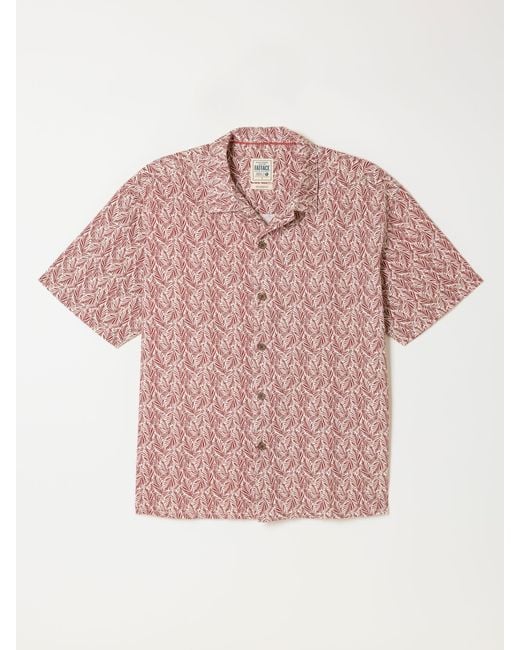 FatFace Natural Fatface Short Sleeve Relaxed Fit Linear Leaf Print Shirt for men