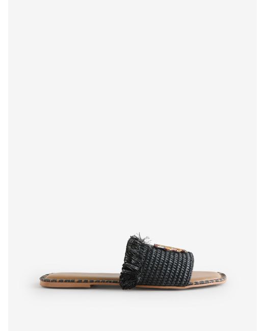 Never Fully Dressed White Raffia Mule Sandals