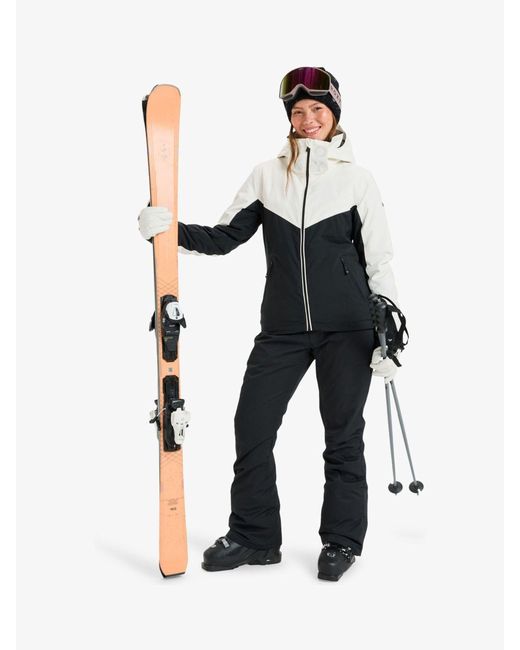 Roxy White Monochrome Free Jet Block Ski Jacket