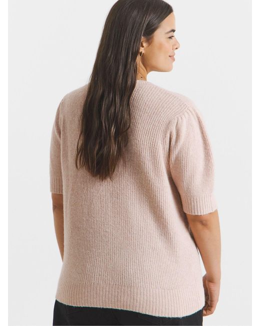 Simply Be Pink Puff Sleeve Bow Back Jumper