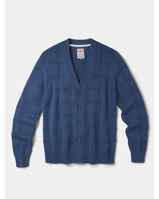 aubi Blue Rainham Checked Cardigan for men