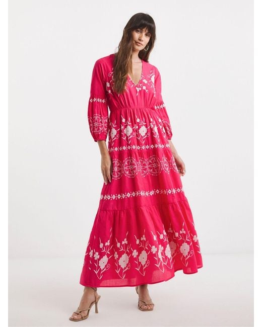 JD Williams 100% Cotton Embroidered Smock Dress