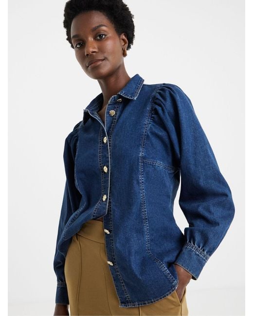 JD Williams Blue Volume Sleeve Button Through Denim Shirt