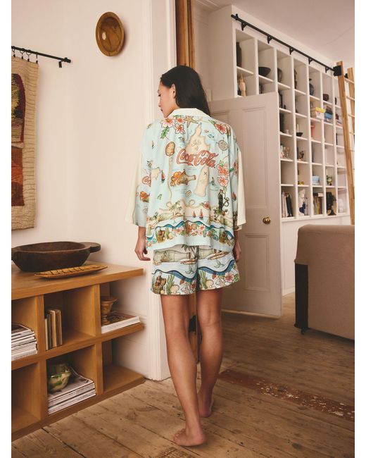 Next White Light Coca Cola Button Through Short Pyjamas Set