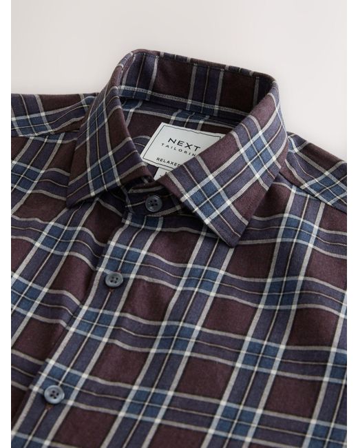 Next Black Regular Fit Check Soft Touch 100% Cotton Smart Long Sleeve Shirt for men