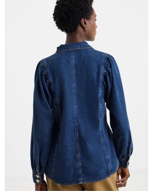 JD Williams Blue Volume Sleeve Button Through Denim Shirt