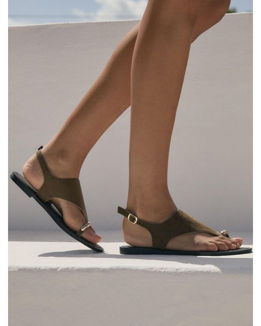 Threadbare Brown T-Strap Toe Loop Sandals
