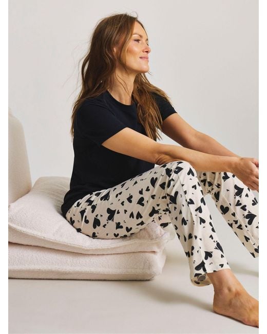 JD Williams Black Heart Print Pyjamas Set 2 Pack