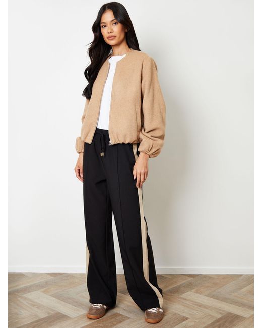 Threadbare Natural Brushed Bubble Hem Bomber Jacket