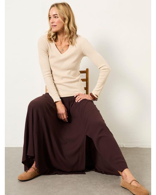 FatFace Natural Fatface Harper 100% Cotton Pleated Maxi Skirt