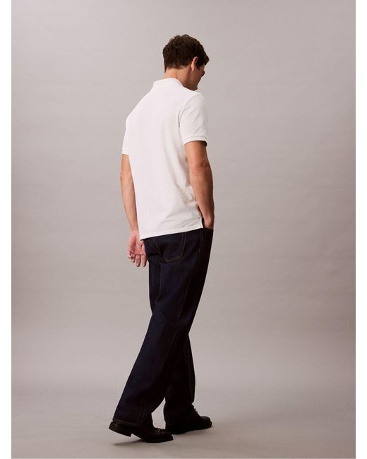 Calvin Klein White Cotton Pique Classic Polo Shirt for men