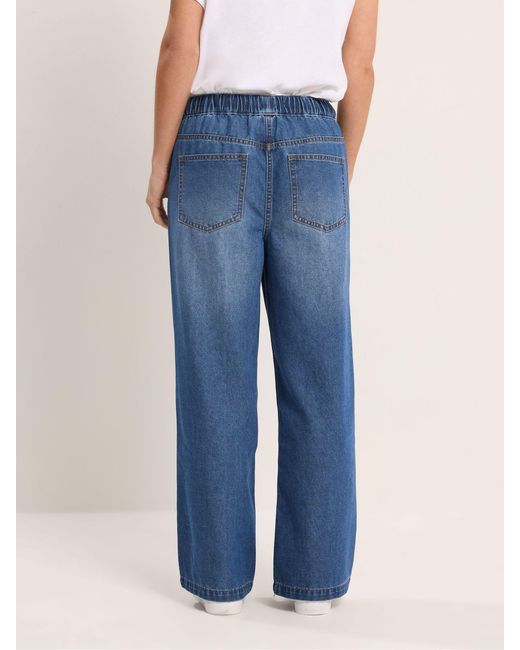 M Com Blue Pull On Wide Leg Jeans