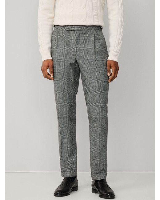 Hackett Gray Hack Glen Check Peak Lapel Trouser for men
