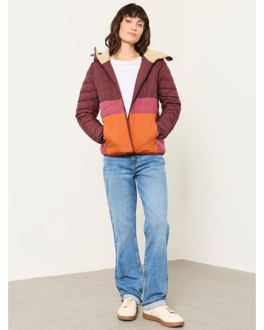 FatFace Red Erica Colourblock Puffer Jacket