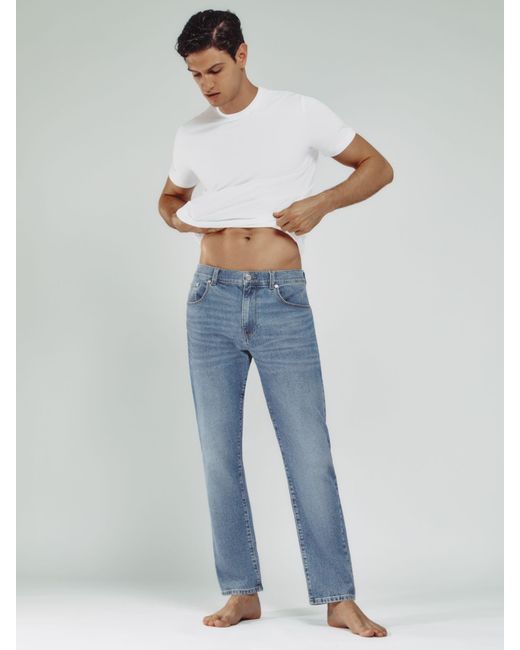 Reiss Blue Mid Wash Straight-Leg Jeans for men