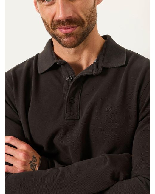 FatFace Black Fatface Long Sleeve Pique Polo Shirt for men