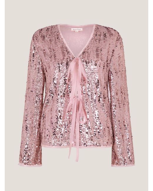 Monsoon Pink Tabi Tie Sequin Jacket